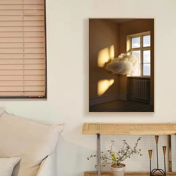 ที่ทันสมัยเมฆแสงและเงาการตั้งค่าอาทิตย์หน้าต่างโปสเตอร์-ผ้าใบพิมพ์นอร์ดิกตกแต่งบ้านผนังศิลปะ-ภาพวาดตกแต่งที่ไม่ซ้ำกัน