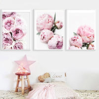 โมเดิร์นภาพวาดดอกโบตั๋นโปสเตอร์ภาพติดผนังบ้านห้องนอนห้องนั่งเล่น DecorationPink Peony โมเดิร์น Minimalist ภาพวาดตกแต่งห้องนอนเด็กภาพวาดตกแต่งห้องภาพวาดหลัก