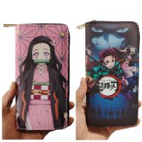 Anime Demon Slayer Wallet Kimetsu No Yaiba Kamado Tanjirou Cosplay Wallet nezuko Cartoon Portable Zipper Long Pu Leather Purse