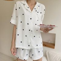 【jw】✣◐™  QWEEK for Pijamas Ladies Print Nightie Lounge Wear Sleepwear Piece Set Pyjamas