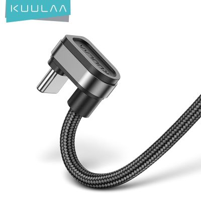 KUULAA USB C ชาร์จเร็วสำหรับ S10 S9 S8 Mi USB Type C 180องศาสายโทรศัพท์มือถือข้อมูล USB-C