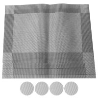 Placemat Wipeable Set of 8 with 4 Placemats + 4 Coasters, Placemats Washable, Waterproof PVC, Wear-Resistant Placemat