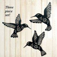 3 Pieces Metal Bird Wall Cutout Iron Bird Sculpture Waterproof Wall Hanging Figurines Home Decor