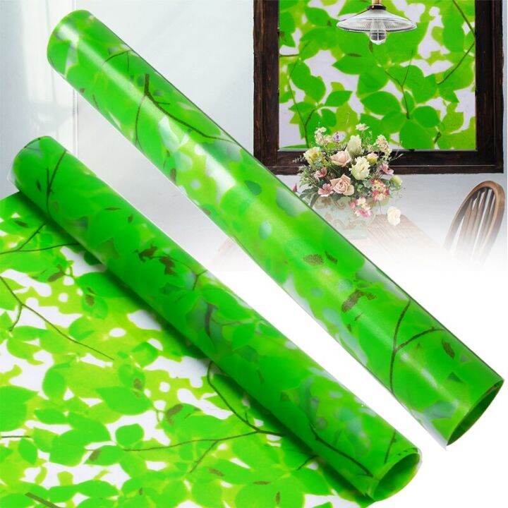 45*200cm Mirror Window Film Green Leaves Privacy Glass Frosted Window