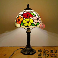 Retro Mediterranean Rural Art Color Glass Light Bedroom Coffee Shop Warm Bedside Resin Tiffany Led Desk Lamp