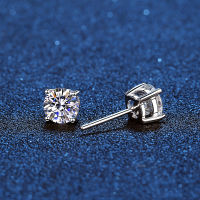 Real Moissanite Stud Earrings 14K White Gold Plated Sterling Silver 4 Prong Diamond Earring for Women Men Ear Stud 1ct 2ct 4ct