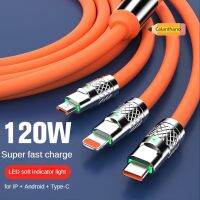 3 In 1 120W 6A Super Fast Charge Type C Liquid Silicone Cable Quick Charge Micro USB Cable Fro Huawei Mate 50 40 30 Charger Cables