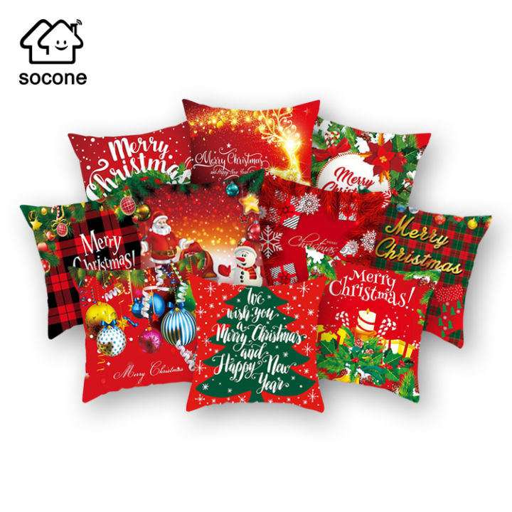 Socone 2024 New Series Christmas Throw Pillow Case Red Series Lucky Cat