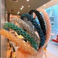 [HOT W] Haimeikang Retro Beaded Hairband เงาผู้หญิงแถบคาดศีรษะอุปกรณ์เสริมผมกว้างคริสตัลผม Hoop Head Band หญิง Hairbands