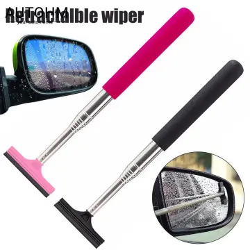 Retractable Car Mirror Wiper/ Extendable Portable Glass Cleaner Snow Brush  Water Remover/ for Mirror Windshield Glass/ Pink 