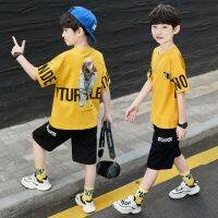 zhouyiping ?พร้อมส่ง?เสื้อผ้าเด็กชุดเสื้อผ้าเด็กฤดูร้อน 22 ใหม่อินเทรนด์บิ๊กบอยชุดสองชิ้น