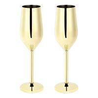 2Pcs/Set Shatterproof Stainless Champagne Glasses Brushed Gold Wedding Toasting Champagne Flutes Drink Cup Party Marriage Wine