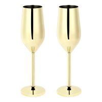 2Pcs/Set Shatterproof Stainless Champagne Glasses Brushed Gold Wedding Toasting Champagne Flutes Drink Cup Party Marriage Wine