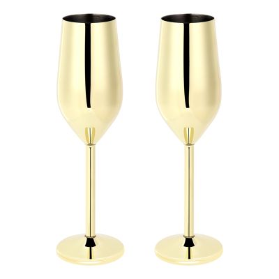 2Pcs/Set Shatterproof Stainless Champagne Glasses Brushed Gold Wedding Toasting Champagne Flutes Drink Cup Party Marriage Wine