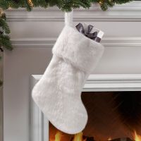 2022 Christmas Stocking Large Xmas Gift Bags Fireplace Decoration White Plush Socks New Year Candy Holder Christmas Decor