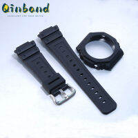 Qinband สายนาฬิกาสำหรับ Casio G-SHOCK GA2100 GA2110ป้องกันกรณีกันน้ำยางกีฬาสีดำเรซิ่นสร้อยข้อมือ Watchband Bezels