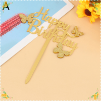 CHUN 1PC Happy Birthday cake Topper เค้กผีเสื้ออะคริลิคใส่ตกแต่ง