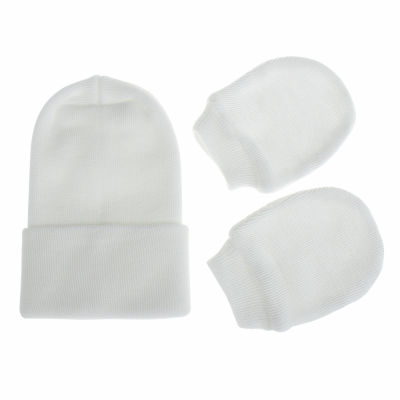 [COD] ผลิตภัณฑ์สำหรับเด็กในยุโรปและอเมริกาใหม่ของ หมวกทารกในครรภ์หนาสองชั้นชุดหมวกถุงมือลายเด็กแรกเกิด
