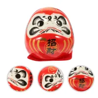 Funnmall 2 ชิ้น Porcelain Mini Daruma ญี่ปุ่น Daruma เซรามิค Daruma Fortune ตุ๊กตา