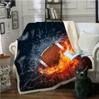 3D flame rugby zhu165 wall Plush Fleece Blanket picnic sofa couch quilt bed Zoe