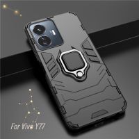 Vivo Y77 5G Y02s เคสไฮบริดที่ทนทานที่ใส่แหวนโลหะปลอก Hybrid PC + TPU Armor Cover