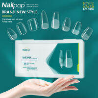 Nailpop 552ชิ้น PRO ความยาวกลางสั้นเล็บปลอมกดบนเคล็ดลับสำหรับการขยายเล็บเทียมที่มีการออกแบบอุปกรณ์เล็บ