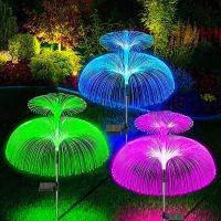 (TEX)Solar LED Lights Outdoor Waterproof Solar Power Jellyfish Garden Decor Lawn Pathway Lamp 7 Color Changing