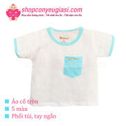 Áo Tay Ngắn Cổ Tròn Phối Túi Babiboo In Ép Nhiệt - 100% Cotton