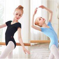 Wholesale New Professional Girls Ballet Leotard Short Sleeve Lovely Dance Wear Toddler Kids Cotton Gymnastics Leotard With Snap