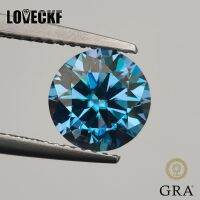 Sapphire Blue Colored Moissanite Loose Stone 8 Hearts &amp; Arrows VVS1 Excellent Round Diamond Cut with GRA Report for Jewelry Exterior Mirrors