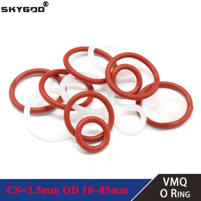 10Pcs VMQ O Ring Gasket CS 3.5mm OD 10 ~85mm Waterproof Washer Rubber Insulate Round O Shape Silicone o-ring Food Grade Gas Stove Parts Accessories