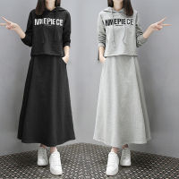 Pullover Fleece Hooded Size Sweatshirt Hoodies Oversize Dresses Set