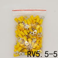 [HOT ZHKKZZLWWG 510] RV5.5 5สีเหลืองแหวนฉนวน Terminal Cable Crimp Terminal 100ชิ้น/แพ็คชุด4 6mm2สายเชื่อมต่อ RV5 5 RV