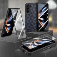 ✅คลังโรงงาน✅เคสโทรศัพท์พับได้สำหรับ Samsung Galaxy Z Z Fold 4 Fold5ฝาทุกส่วนของเครื่อง PC แบบแข็งหนังสุดหรูพร้อมฟิล์มป้องกันหน้าจอด้านหน้า