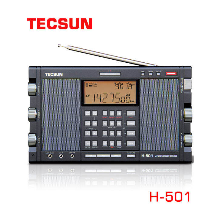 tecsun-h-501สเตอริโอแบบพกพาวิทยุวงดนตรีเต็มfm-ssbวิทยุdual-hornลำโพงfmพร้อมเครื่องเล่นเพลงวิทยุ