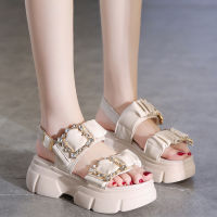 【YY】Rhinestone Summer New Strape Buckle Women Casual Height Increasing Thick Platform Shoes Woman Diamante Slingback Sandals Shoes