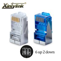 Xintylink ขั้วต่อ Rj45ปลั๊กสายเคเบิลอีเทอร์เน็ต Cat6 8p8c โลหะแจ็คหุ้มฉนวน Stp Rg Rj 45ตัวเชื่อมต่อเครือข่าย Lan Cat 6แบบแยกส่วน50ชิ้น