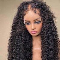 【jw】▪✜☸  180 Density Human Hair Wig Kinky Curly Edged Wigs Transparent 28 30 Inch