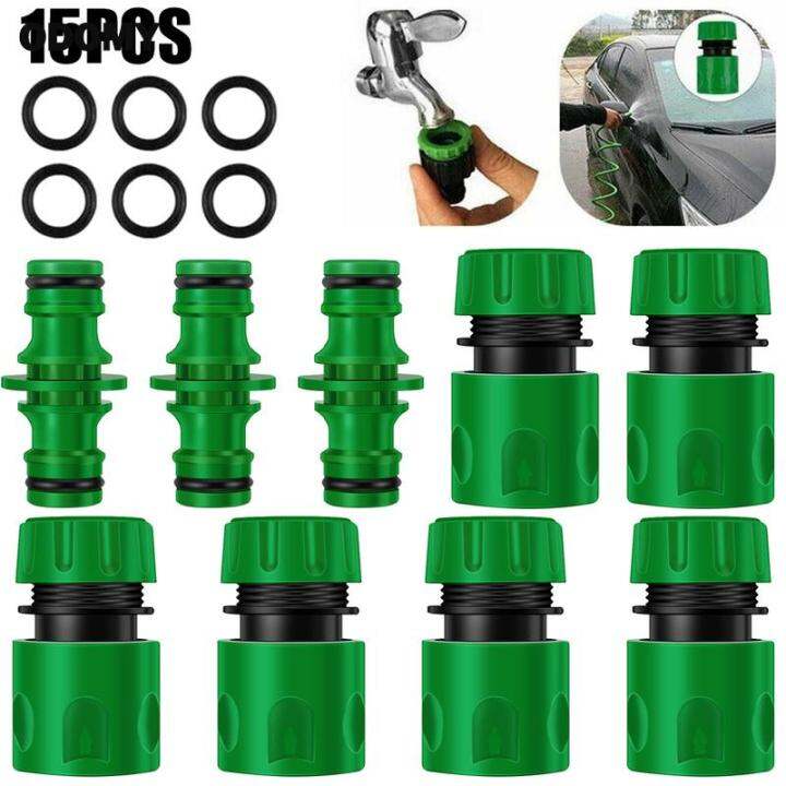 15Pcs Garden Hose Connector Set Garden Hose Quick Connector Plastic Watering Pipe Tap Connector