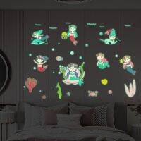 ✺﹍℡ HP - YG016 foreign cartoon mermaid luminous wall stickers luminous stickers children room decoration stickers girl room