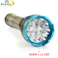 9 x XM-L L2 LED White Yellow Light Diving Flashlight 150M Underwater Waterproof Dive 26650 Tactics Torch Spearfishing Lamp