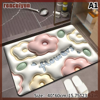 Rencuiyun 3D การ์ตูนขยายฟลอเรตฟลอริพรมในห้องน้ำประตูทางเข้าห้องน้ำดูดซับกันลื่นนุ่มไดอะตอมโคลนพรมเช็ดเท้า