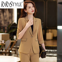 RYRYSTYLE 2023ใหม่กางเกงสูทมืออาชีพแขนยาวปานกลางสำหรับผู้หญิงเสื้อสูท9711สำหรับสัมภาษณ์