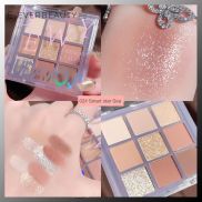 HUDAMOJI Phấn Mắt Chín Màu Acrylic Bảng Phấn Mắt Ngọc Trai Mờ Màu Nude