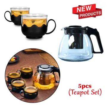 5pcs Clear Tea Pot With Handle