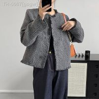 ✢☍❒ gsgw coreano tweed jaquetas elegantes mulheres casacos curtos outono inverno malha reta cardigan senhora do escritório outwear topo