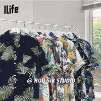 【I life Store】TOP clothing เสื้อเชิ้ตชายแขนสั้น เสื้อลายดอก สไตล์เกาหลี เสื้อฮาวายชาย ใส่ได้ทั้งหญิงและชาย