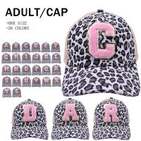 Pink Leopard Embroidered 26 Letters A-Z Baseball Cap Men Women Snapback Hip Hop Hat Summer Breathable Mesh Sun Hats for Women