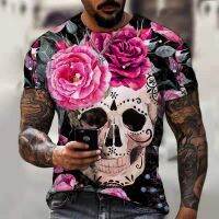 Lindas Flores Skull Head 3D Print Mens/Womens Short Sleeve Round Neck Casual Womens T-Shirts