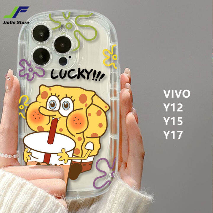 เคสโทรศัพท์กันกระแทก-jiefie-การ์ตูน-spongebob-เคสสำหรับ-vivo-y12-y15-y17น่ารักพายดาวชานม